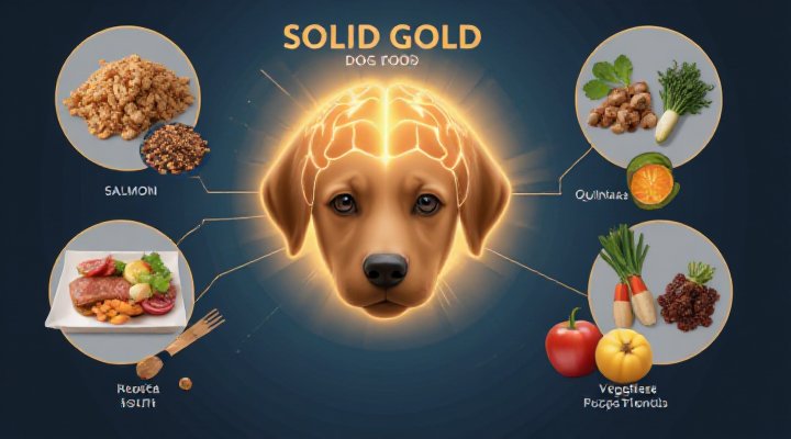 Visual representation of Solid Gold Dog Food ingredients supporting canine brain health and cognitive function