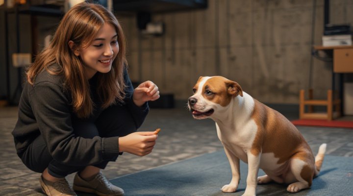 A dedicated trainer working closely with a shy dog to address behavior problems, illustrating personalized attention in dog training classes near me
