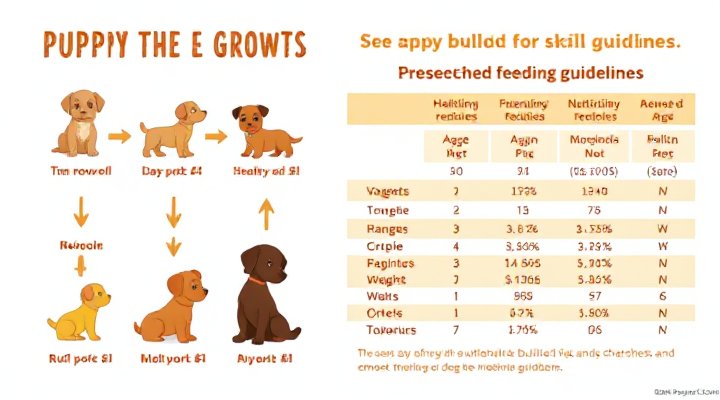 Illustration of puppy growth stages with Iams Puppy Food feeding recommendations