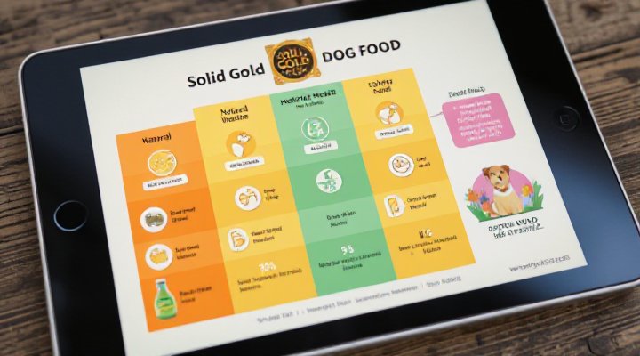 Educational infographic showing the benefits of Solid Gold dog food over conventional brands for pet nutrition and skill development