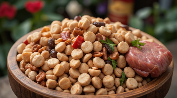 Detailed view of Solid Gold dog food ingredients, highlighting natural grains and high-quality proteins for optimal nutrition